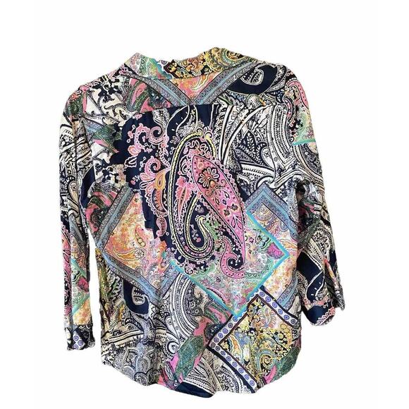 Ralph Lauren LRL Blouse Womens Medium 100% Cotton AOP Paisley Multicolor Shirt - Picture 2 of 9